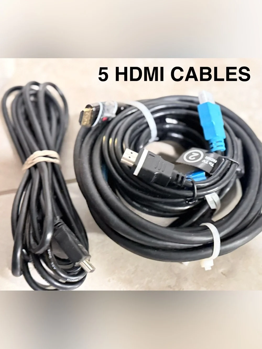 BUNDLE!! 5 HDMI To HDMI Cables! Various Lengths & Brands - All Working - EUC